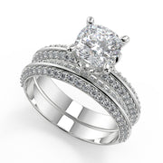 Faith Knife Edge Pave Double Sided Cushion Cut Engagement Ring - Nivetta